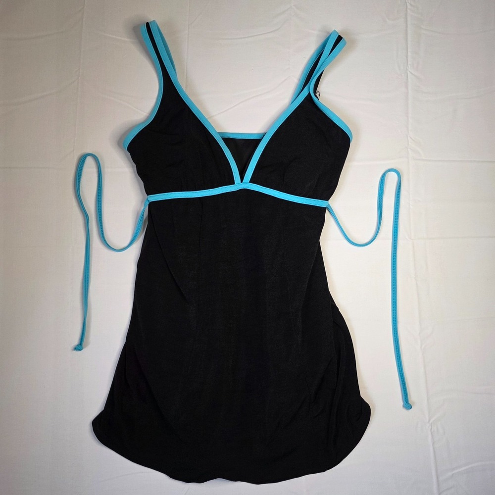 maternity announcements black and turquoise swim dress size L